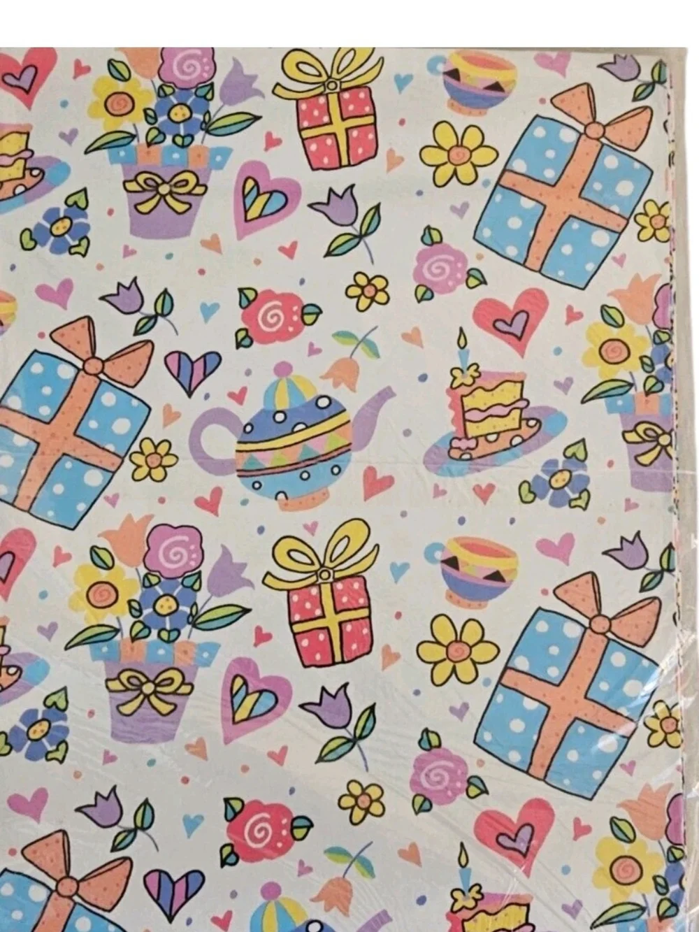 American Greetings Wrapping Paper Gift Wrap Birthday Cake Pink Floral Lot Of 2